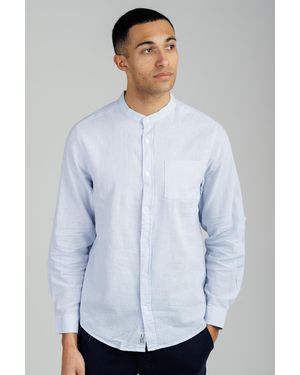 Tokyo Laundry Light Linen Blend Long Sleeve Button-Up Shirt With Grandad Collar - White