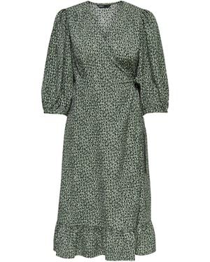 ONLY Wikkeljurk Onlolivia Met All Over Print En Volant Groen/Zwart - Green
