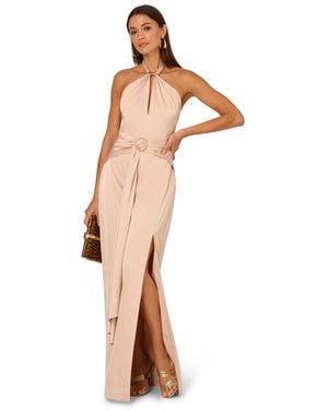 Adrianna Papell Stretch Satin Long Dress - White