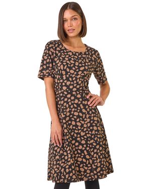 Roman Spot Print Panel Midi Dress - Multicolour