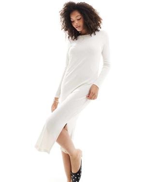 Vero Moda Ribbed Jersey Midi Dress - White