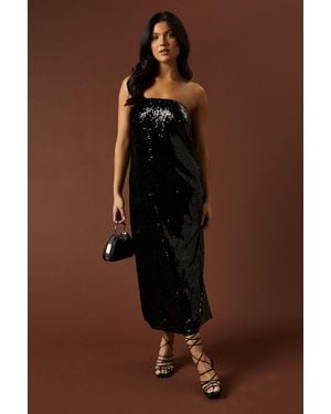 Oasis Occasion Clear Sequin Bandeau Maxi Dress - Brown