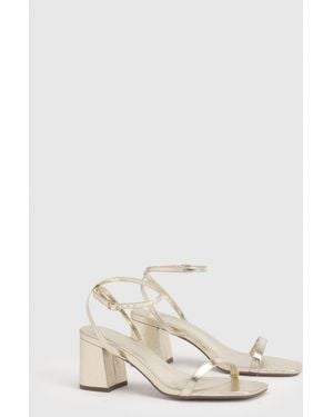 Boohoo Wide Fit Barely There 2 Part Block Heels - White