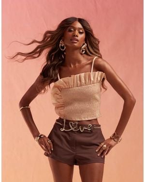 ASOS Ruffle Shirred Cami Top - Brown
