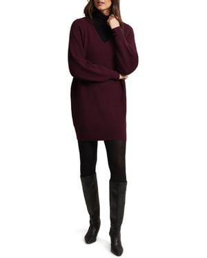 Phase Eight Eliana Chunky Knit V Neck Dress - Purple