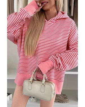 Azura Exchange Gestreepte Pullover Hoodie - Roze