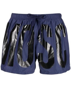 Moschino Brand Print Logo Short Swim Shorts Textile - Blue