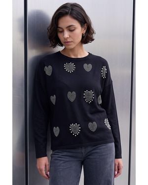 Roman Sparkly Heart Knit Jumper - Blue