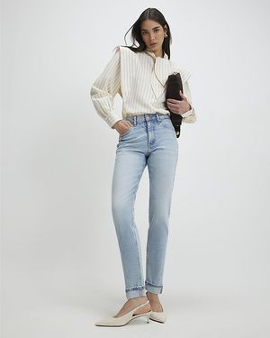 River Island Mom Sculpt Jeans Mid Rise Zip Cotton - Blue