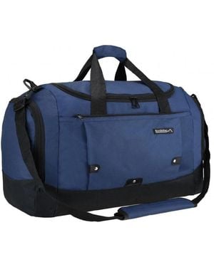Infinity Leather Large Duffel Weekend Holdall Carry-On Cabin Bag Gym Sports Travel Bag - Blue