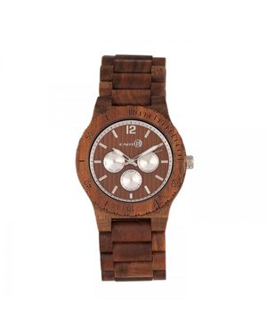 Earth Wood Bonsai Bracelet Watch W/Day/Date - Brown