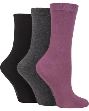 Sock Shop 3 Pack Ladies Plain Bamboo Socks - Purple