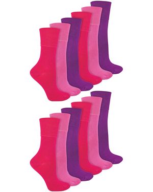 IOMI 12 Pair Multipack Ladies Diabetic Bamboo Socks - Pink