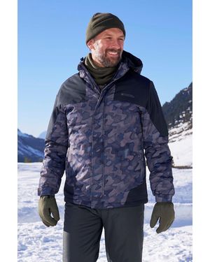 Mountain Warehouse 'Shadow Ii' Printed Ski Jacket With Multiple Pockets Snow Proof Coat - Blue
