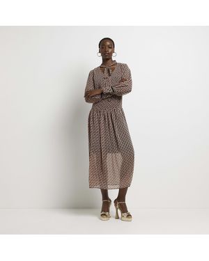 River Island Midi Dress Tall Printed Tie - White