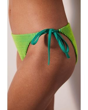Penti Low-Waist Striped Tie-Side Bikini Bottoms - Green