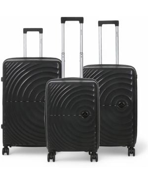 Infinity Leather Expandable Hard Shell 8 Wheels Luggage Cabin Suitcase - Black