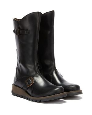 Fly London Mes 2 Wedge Zip Up Boots - Black