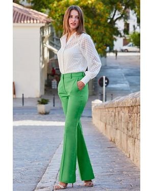 Sosandar Bright Kick Flare Trousers - Green