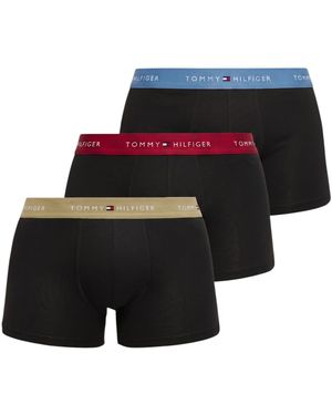 Tommy Hilfiger Underwear 3Pack Th Original Logo Waistband Trunks Soft Boxer - Black