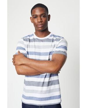 MAINE Feeder Block Stripe Tee - White