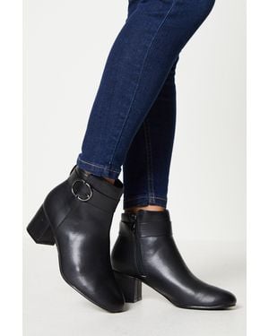 Good for the Sole Wide Fit Mariya Buckle Detail Ankle Boots - Blue