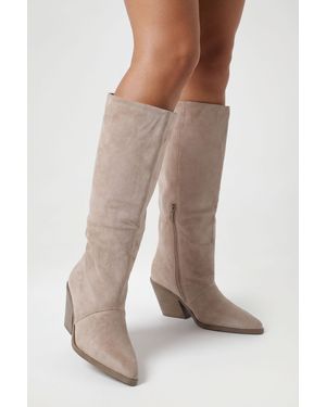 Boohoo Column Western Cowboy Boots - Grey