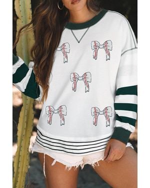 Azura Exchange Bow Print Sweatshirt - White