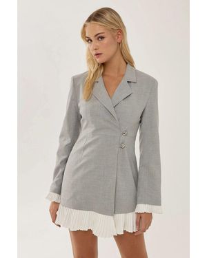 Hiccup Contrast Detailed Blazer Dress - Grey