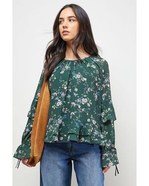 Oasis Boho Ruffle Top - Green