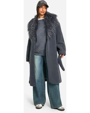Boohoo Faux Fur Maxi Coat - Blue