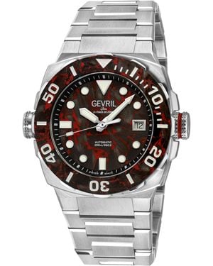 Gevril Fortuna 316L Stainless Steel Case, Carbon Bezel, Dial, Bracelet - Grey