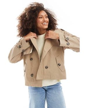 Cotton On Retro Cropped Trench Jacket - Natural
