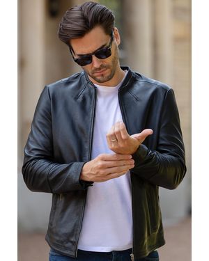 Ashwood Leather 'Fons' Slim Fit Biker Jacket - Blue
