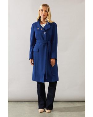 Wallis Berry Funnel Neck Coat Smart Jackets & Coats - Blue