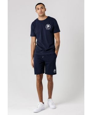 Tokyo Laundry Athletics Club Logo T-Shirt And Jogger Short Set - Blue