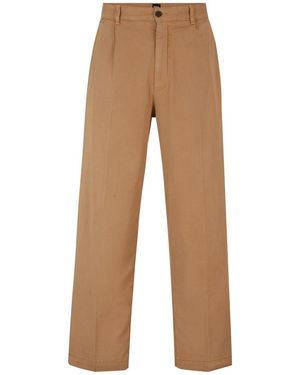 BOSS Kaiden Solid Patterned Straight Chinos - Brown