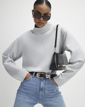 River Island Top Funnel Neck Cotton - Grey