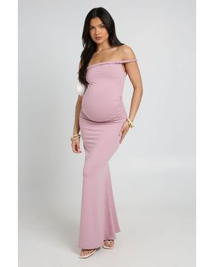 Boohoo Maternity Twist Bardot Maxi Dress - Pink