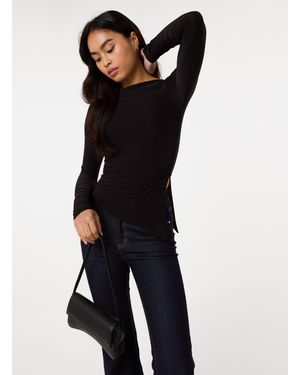 Pink Vanilla Long Sleeve Asymmetric Top - Black