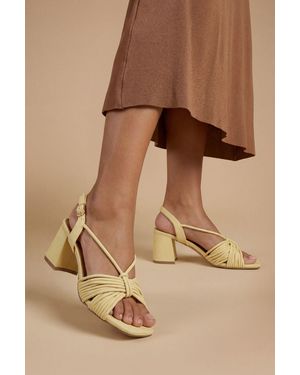 Oasis Heidi Faux Suede Flared Block Heel Strappy Sandals - Natural