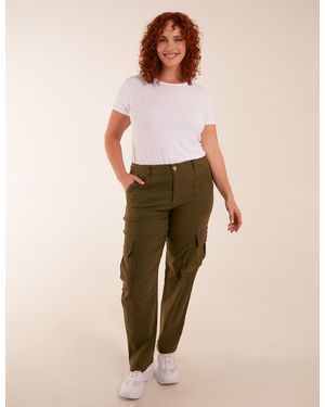 Blue Vanilla Curve Straight Leg Pocket Detail Cargo Joggers - Natural