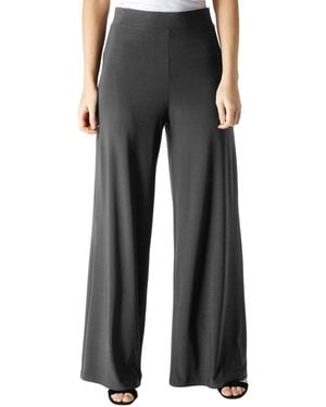 Roman Wide Leg Stretch Trousers Jersey Palazzo Trousers - Black