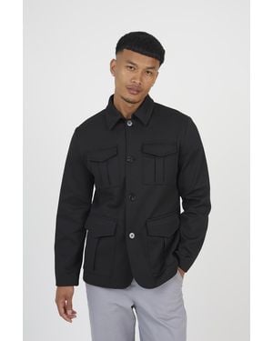 Brave Soul Twill Button Through Jacket - Black
