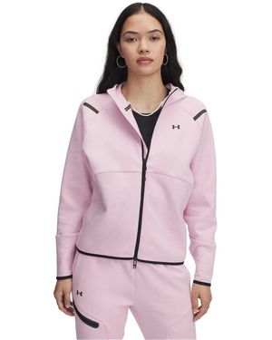 Under Armour Unstoppable Solid Patterned Hooded Full Zipper Sweat Jacket - Pink