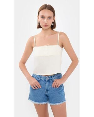 Hiccup Striped Square Neck Strappy Cropped Top - Blue