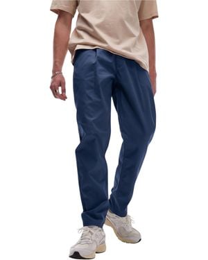 TOPMAN Chino Pant Tapered Fit Textured Soft Cotton Twin Pleat Trouser - Blue