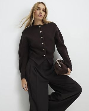 River Island Cardigan Knitted Structured Sleeve - Black