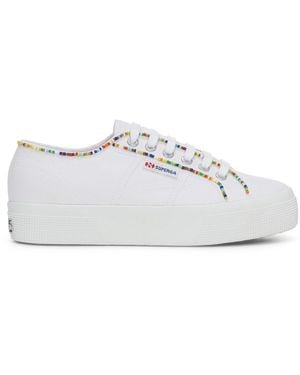 Superga Ladies 2740 Beaded Trainers /Multicoloured) - White
