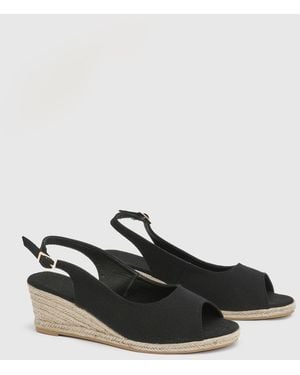 Good for the Sole Wide Fit Reese Canvas Espadrille Wedge Sandals - Black